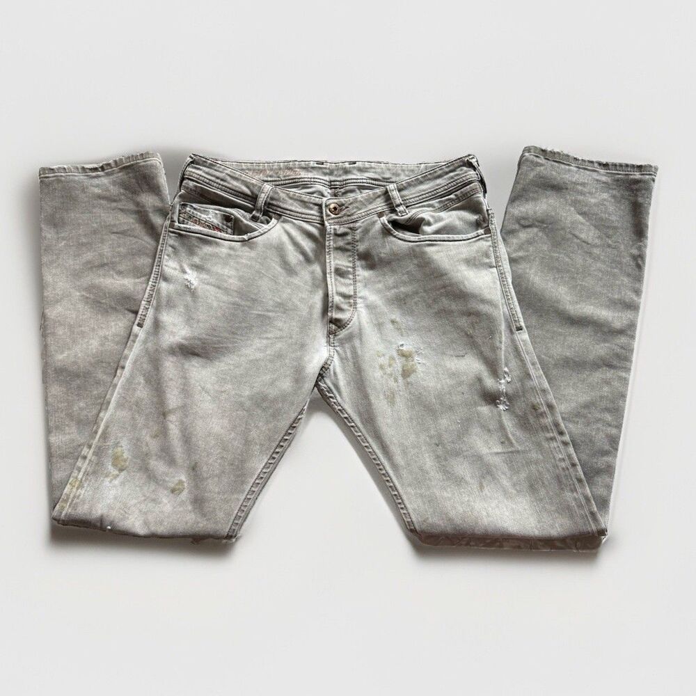 Diesel Grey Light Wash Distressed Jeans 4 Button Fly 31